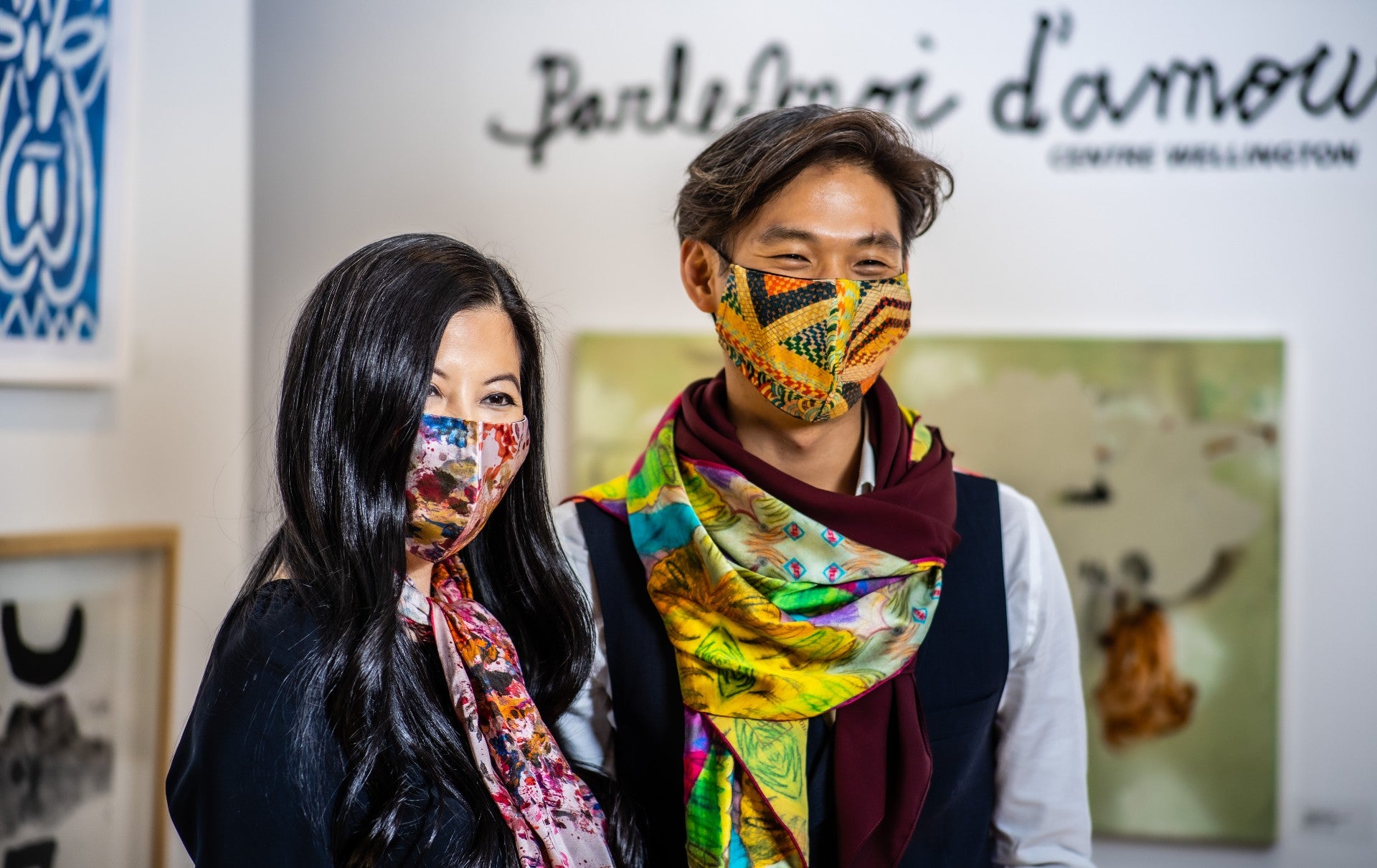 Colourful Silk Scarves with Matching Face Masks | Nathon Kong