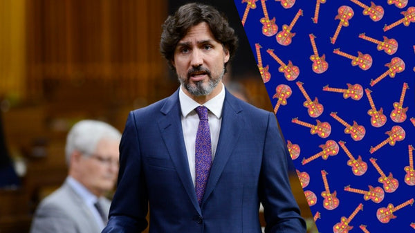 Justin Trudeau Blue Silk Necktie Supporting Mental Health Made in Canada | Nathon Kong
