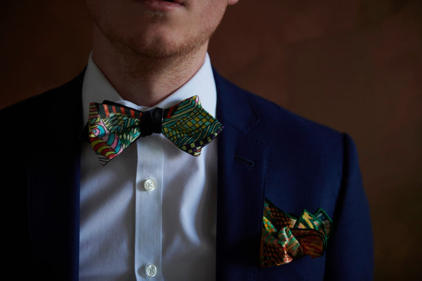 Green Designer Silk Bow Tie for Men | Made in Montreal | Nathon Kong