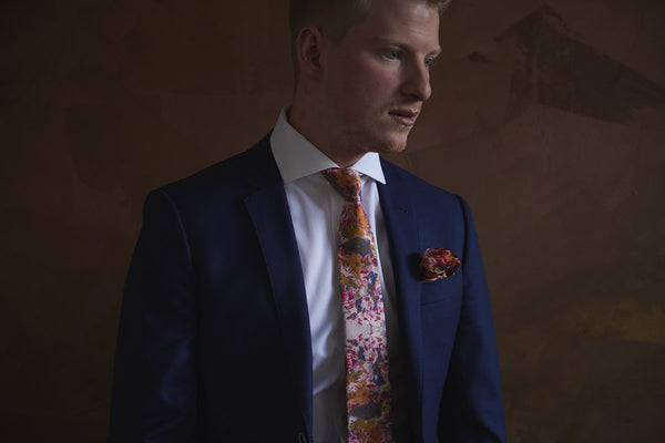 Luxury 100% Mulberry Silk Tie with artwork | Canadian Designer Nathon Kong 