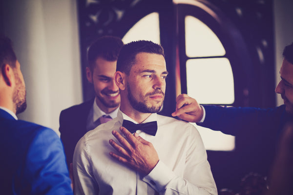 Groom Wearing Black Bow Tie for Wedding | Nathon Kong