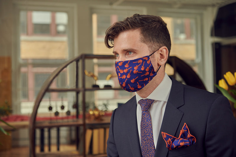 Silk Face mask matching Silk Pocket Square | Gift for men | Men's accessories | Nathon Kong 