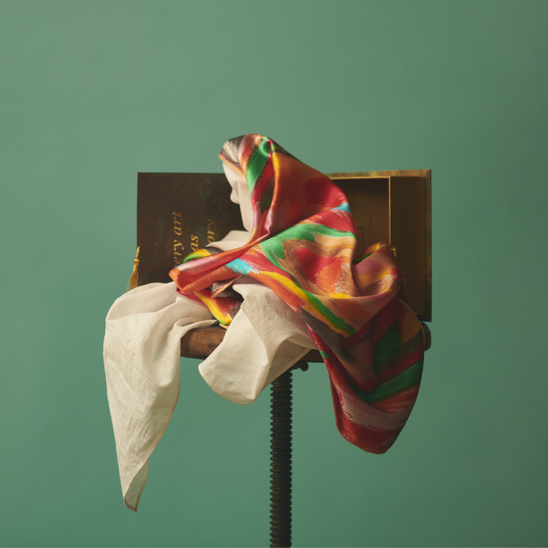 Luxury Gift | Silk & Coton scarf | Designer Nathon Kong 